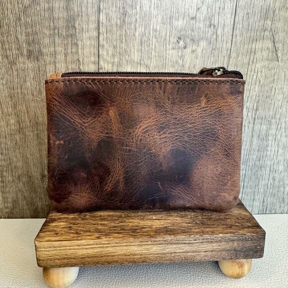 Double Zip Pouch Genuine Cow Hide & Leather Wallet NeW FAST SHIP - Picture 2 of 3